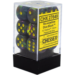 Festive Set of 12 D6 Dice (Rio/Yellow)