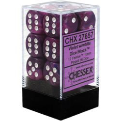 Festive Set of 12 D6 Dice (Violet/White)