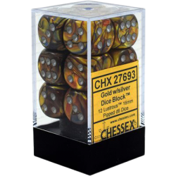 Lustrous Set of 12 D6 Dice (Gold/Silver)