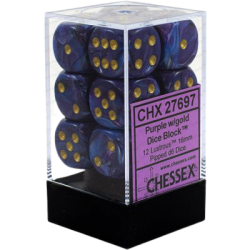 Lustrous Set of 12 D6 Dice (Purple/Gold)