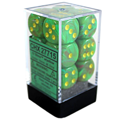Vortex Set of 12 D6 Dice (Slime/Yellow) 16mm