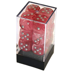 Ghostly Glow Set of 12 D6 Dice (Pink/Silver)