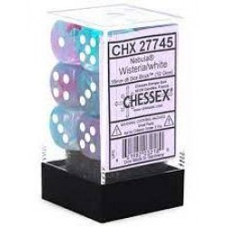 Nebula Set of 12 D6 Dice (Wisteria/White) Luminary 16mm