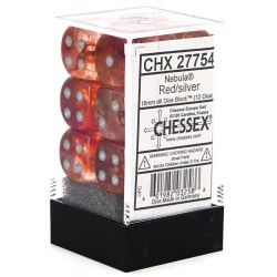 Nebula Set of 12 D6 Dice (Red/Silver) Luminary 16mm