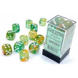 Nebula Set of 12 D6 Dice (Spring/White) Luminary 16mm