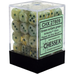 Marble Set of 36 D6 Dice (Green/Dark Green)