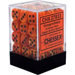 Vortex Set of 36 D6 Dice (Orange/Black)