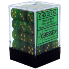 Vortex Set of 36 D6 Dice (Green/Gold)