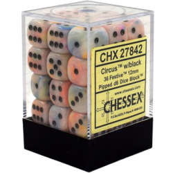 Festive Set of 36 D6 Dice (Circus/Black)