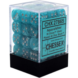 Cirrus Set of 36 D6 Dice (Aqua/Silver)