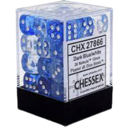 Nebula Set of 36 D6 Dice (Dark Blue/White)