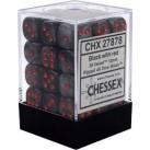 Velvet Set of 36 D6 Dice (Black/Red)