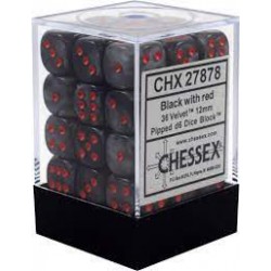 Velvet Set of 36 D6 Dice (Black/Red)