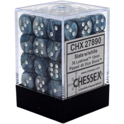 Lustrous Set of 36 D6 Dice (Slate/White)