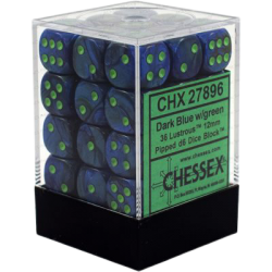 Lustrous Set of 36 D6 Dice (Dark Blue/Green)