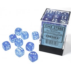 Borealis Set of 36 D6 Dice (Sky Blue/White) 12mm Luminary