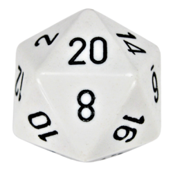 Opaque D20 34mm Single Die (White/Black)