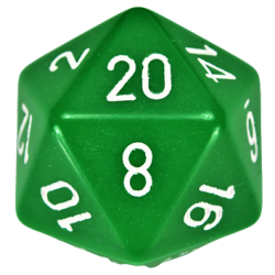 Opaque D20 34mm Single Die (Green/White)
