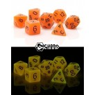 Poly Dice Set of 7 for RPGs (Glow In The Dark Orange)