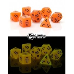 Poly Dice Set of 7 for RPGs (Glow In The Dark Orange)