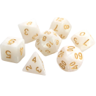 Poly Dice Set of 7 for RPGs (Pearl/Gold)