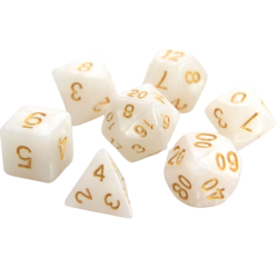 Poly Dice Set of 7 for RPGs (Pearl/Gold)