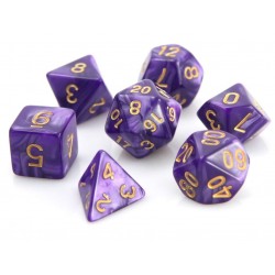 Poly Dice Set for RPGs (Purple Swirl/Gold)