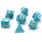 Poly Dice Set of 7 for RPGs (Teal Swirl/Gold)
