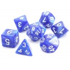 Poly Dice Set of 7 for RPGs (Blue Swirl/White)