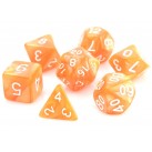 Poly Dice Set of 7 for RPGs (Orange Swirl/White)