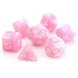 Poly Dice Set for RPGs (Pink Swirl/White)