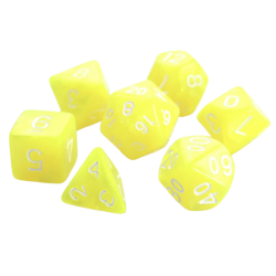 Poly Dice Set for RPGs (Yellow Swirl/White)