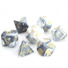 Poly Dice Set for RPGs (White/Black Marble)
