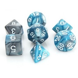 Poly Dice Set for RPGs (Silver/Turquoise Alloy)