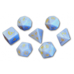 Blue Agate 7 Piece Dice Set (Blue/Yellow)