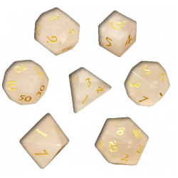 Rose Quartz 7 Piece Dice Set (Pink/Gold)