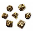 Snowflake Hollow Metal 7 Piece Dice Set (Gold)