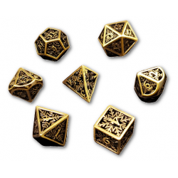 Snowflake Hollow Metal 7 Piece Dice Set (Gold)