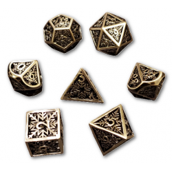 Snowflake Hollow Metal 7 Piece Dice Set (Silver)