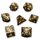 Snowflake Obsidian 7 Piece Dice Set (Black/Yellow)