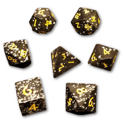 Snowflake Obsidian 7 Piece Dice Set (Black/Yellow)