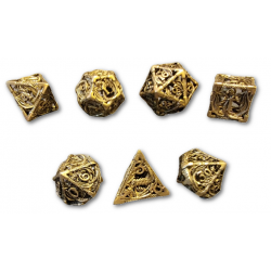 Steel Dragon Hollow Metal 7 Piece Dice Set (Gold)