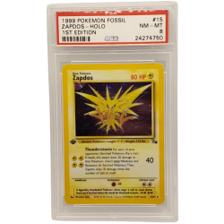Zapdos 1st Edition Fossil #15 PSA 8